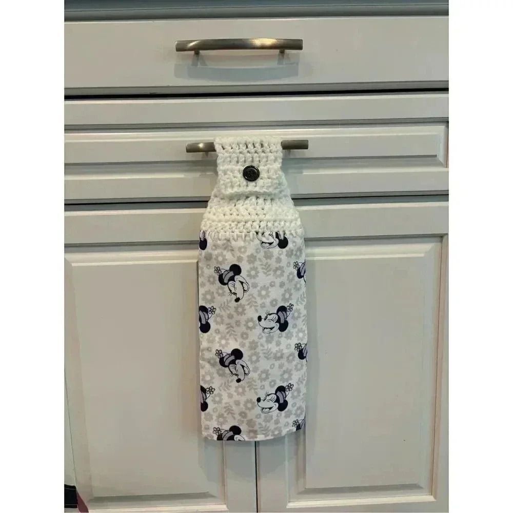 Crochet Top Kitchen Towel- Minnie purple hat
